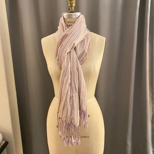Anthropologie silk scarf lavender cream stripe